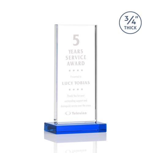 Corporate Awards - Crystal Awards - Arizona Sky Blue Rectangle Crystal Award