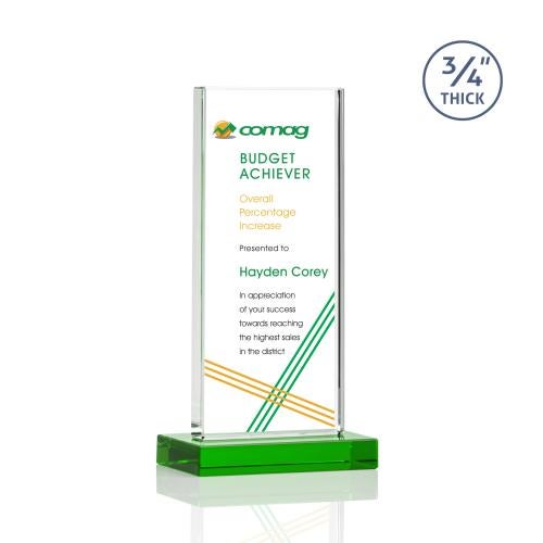 Corporate Awards - Crystal Awards - Colored Crystal - Arizona Full Color Green Rectangle Crystal Award
