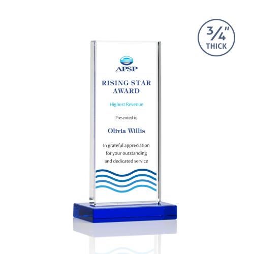 Corporate Awards - Crystal Awards - Colored Crystal - Arizona Full Color Blue Rectangle Crystal Award