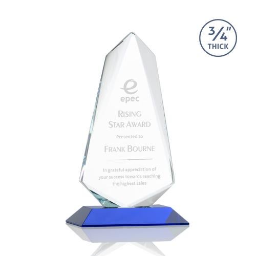 Corporate Awards - Crystal Awards - Colored Crystal - Sheridan Blue  Peak Crystal Award