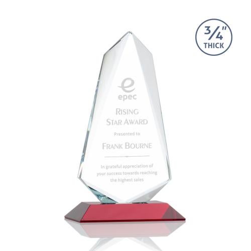 Corporate Awards - Crystal Awards - Colored Crystal - Sheridan Red Abstract / Misc Crystal Award