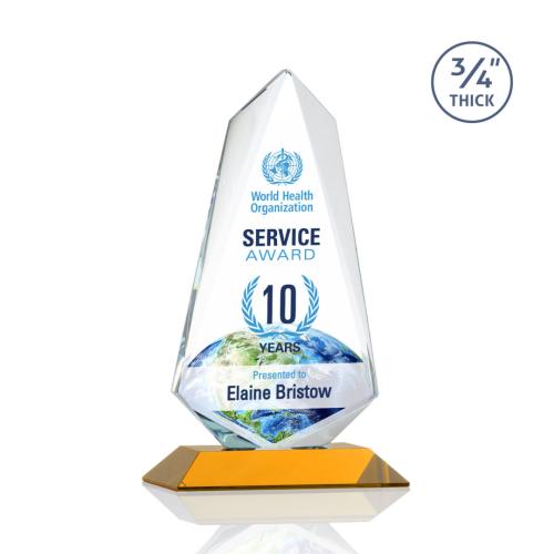 Corporate Awards - Crystal Awards - Colored Crystal - Sheridan Full Color Amber Abstract / Misc Crystal Award