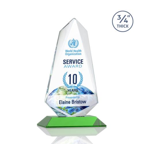 Corporate Awards - Crystal Awards - Colored Crystal - Sheridan Full Color Green  Abstract / Misc Crystal Award
