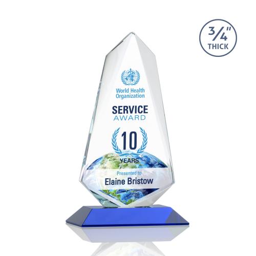 Corporate Awards - Crystal Awards - Colored Crystal - Sheridan Full Color Blue Peak Crystal Award