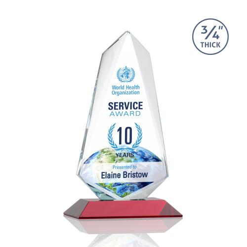 Corporate Awards - Crystal Awards - Colored Crystal - Sheridan Full Color Red  Abstract / Misc Crystal Award