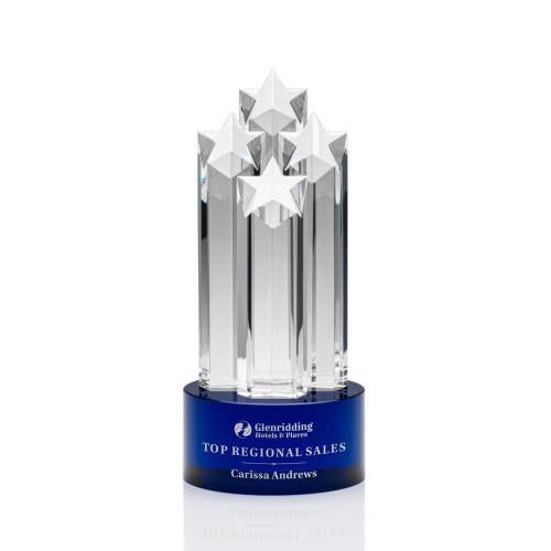 Corporate Awards - Crystal Awards - Colored Crystal - Ascot Blue Star Crystal Award