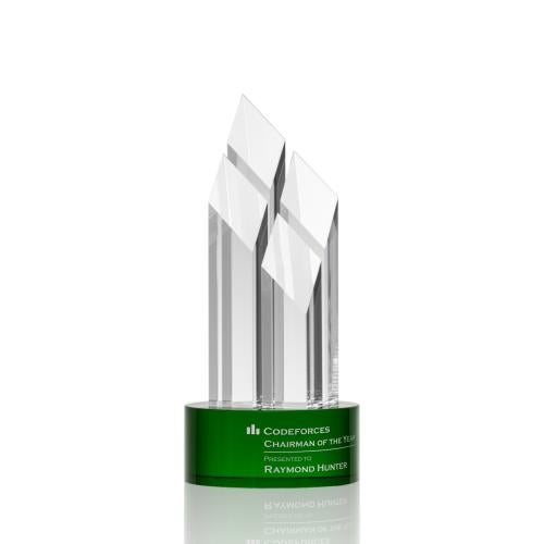 Corporate Awards - Crystal Awards - Colored Crystal - Overton Green Obelisk Crystal Award