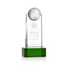 Sherbourne Globe Green  on Base Obelisk Crystal Award