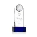 Sherbourne Globe Blue on Base Obelisk Crystal Award