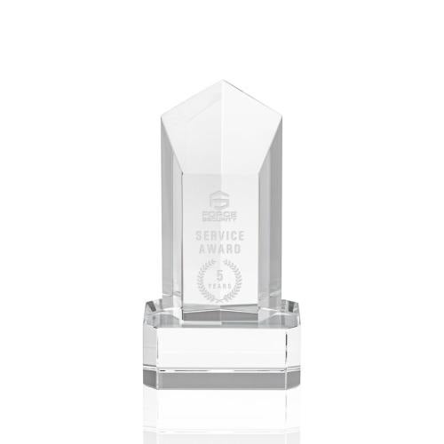 Corporate Awards - Crystal Awards - Crystal Pillar Awards - Jolanda Clear on Base Obelisk Crystal Award