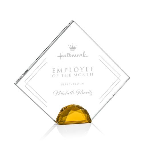 Corporate Awards - Crystal Awards - Colored Crystal - Deerfield Amber  Crystal Award