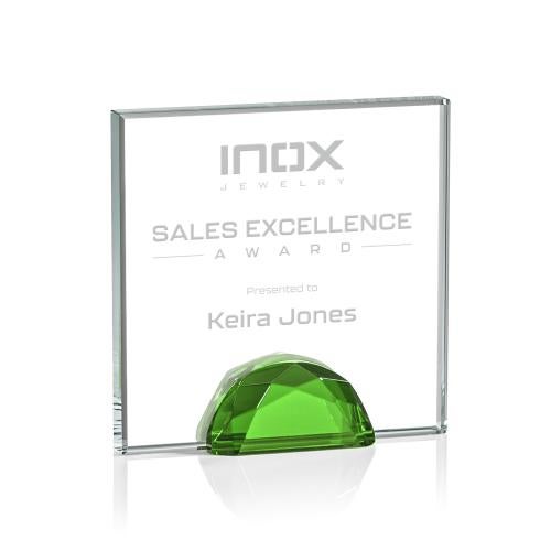 Corporate Awards - Crystal Awards - Colored Crystal - Entwhistle Green Crystal Award