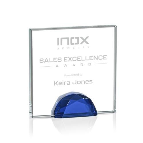Corporate Awards - Crystal Awards - Colored Crystal - Entwhistle Blue Crystal Award