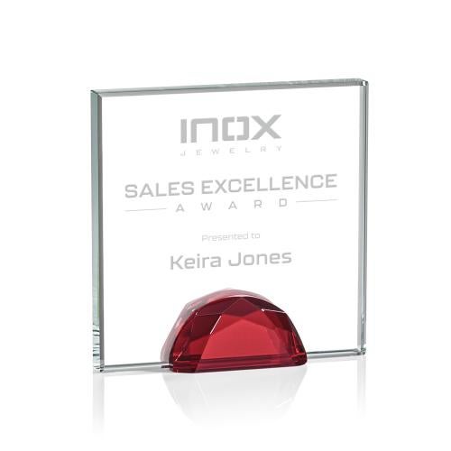 Corporate Awards - Crystal Awards - Colored Crystal - Entwhistle Red Crystal Award