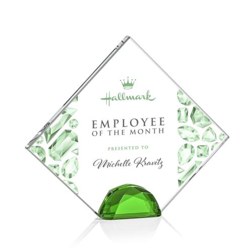 Corporate Awards - Crystal Awards - Deerfield Full Color Green  Crystal Award