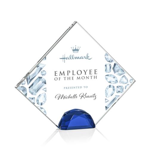 Corporate Awards - Crystal Awards - Deerfield Full Color Blue Crystal Award