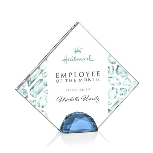 Corporate Awards - Crystal Awards - Deerfield Full Color Sky Blue  Crystal Award