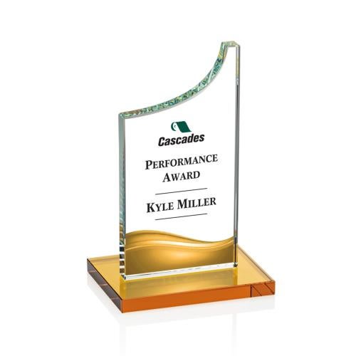 Corporate Awards - Crystal Awards - Colored Crystal - Eden Full Color Amber Peak Crystal Award