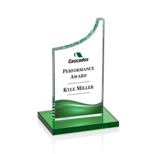 Corporate Awards - Crystal Awards - Colored Crystal - Eden Full Color Green Peak Crystal Award