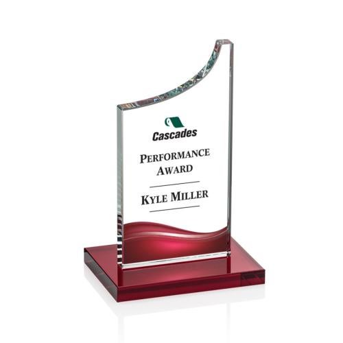 Corporate Awards - Crystal Awards - Colored Crystal - Eden Full Color Red Peak Crystal Award