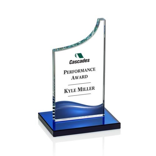 Corporate Awards - Crystal Awards - Colored Crystal - Eden Full Color Blue  Peak Crystal Award