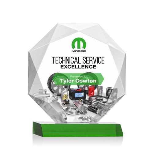 Corporate Awards - Crystal Awards - Colored Crystal - Kitchener Full Color Green Crystal Award