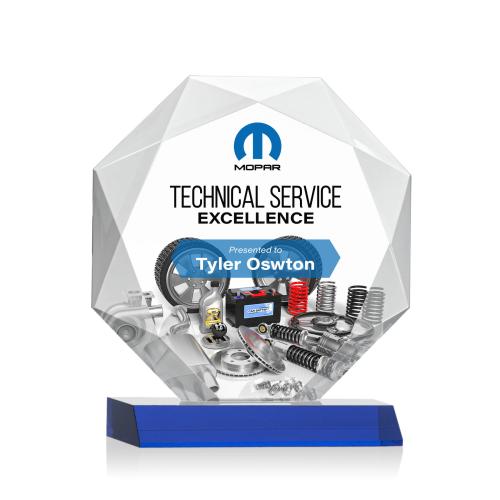 Corporate Awards - Crystal Awards - Colored Crystal - Kitchener Full Color Blue Crystal Award