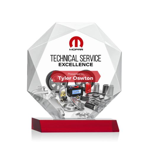 Corporate Awards - Crystal Awards - Colored Crystal - Kitchener Full Color Red Crystal Award