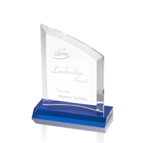 Corporate Awards - Crystal Awards - Colored Crystal - Templar Blue Peak Crystal Award