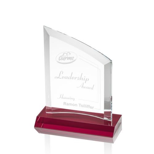 Corporate Awards - Crystal Awards - Colored Crystal - Templar Red Peak Crystal Award