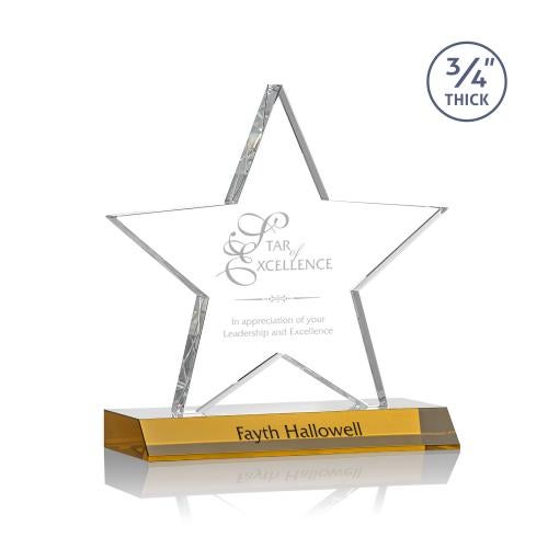 Corporate Awards - Crystal Awards - Colored Crystal - Chippendale Amber Star Crystal Award