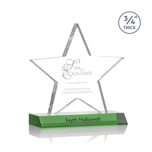 Corporate Awards - Crystal Awards - Colored Crystal - Chippendale Green Star Crystal Award
