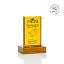 Hathaway Amber  Rectangle Crystal Award