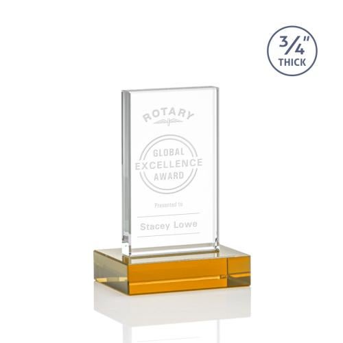 Corporate Awards - Crystal Awards - Colored Crystal - Holmes Amber Rectangle Crystal Award
