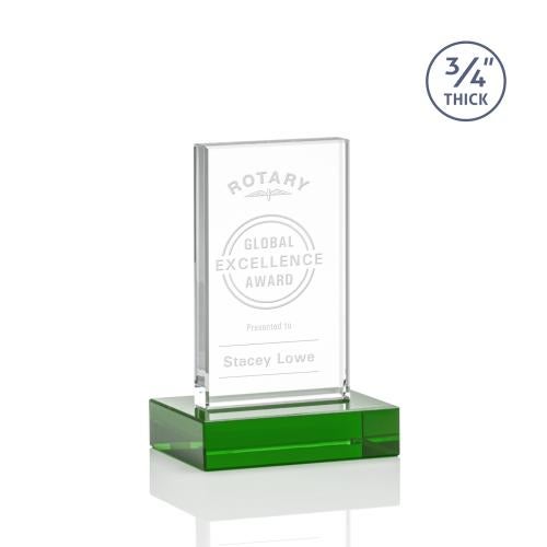 Corporate Awards - Crystal Awards - Colored Crystal - Holmes Green Rectangle Crystal Award