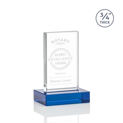 Corporate Awards - Crystal Awards - Colored Crystal - Holmes Blue  Rectangle Crystal Award