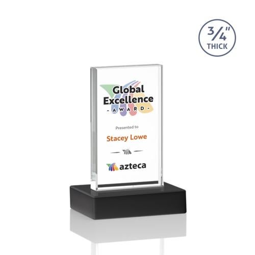 Corporate Awards - Full Color Awards - Holmes Full Color Black  Rectangle Crystal Award