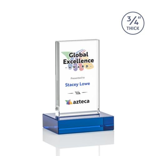 Corporate Awards - Crystal Awards - Colored Crystal - Holmes Full Color Blue  Rectangle Crystal Award