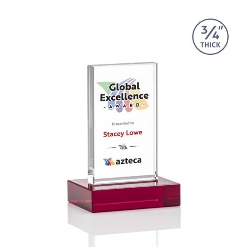 Corporate Awards - Crystal Awards - Colored Crystal - Holmes Full Color Red Rectangle Crystal Award