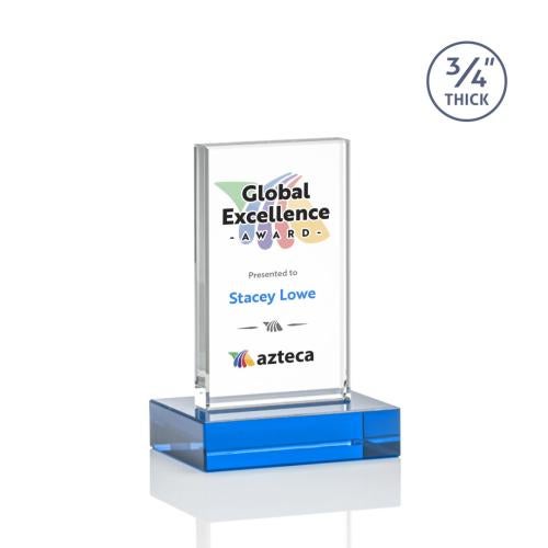 Corporate Awards - Full Color Awards - Holmes Full Color Sky Blue Rectangle Crystal Award