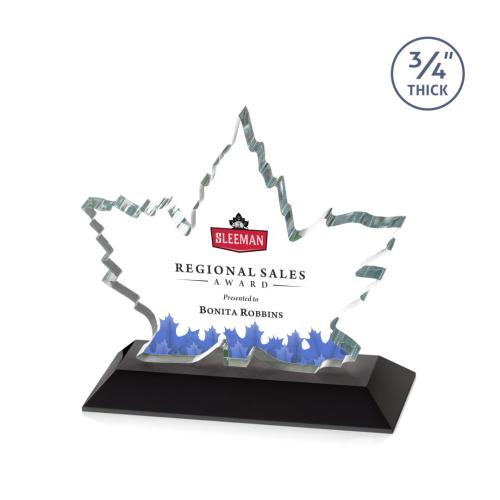 Corporate Awards - Full Color Awards - Maple Leaf Full Color Black  Abstract / Misc Crystal Award