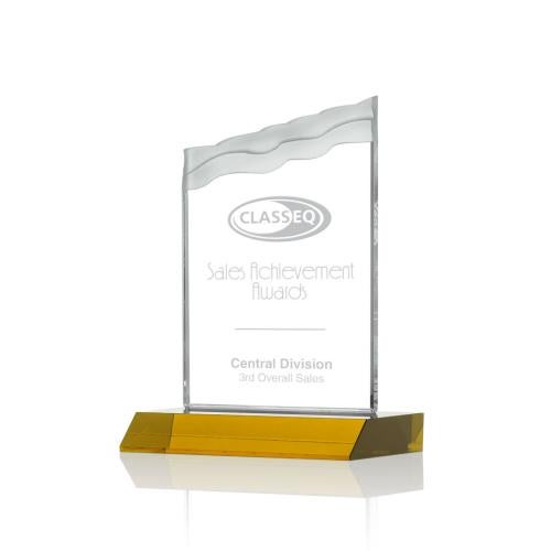 Corporate Awards - Crystal Awards - Colored Crystal - Oakwood Amber Peak Crystal Award