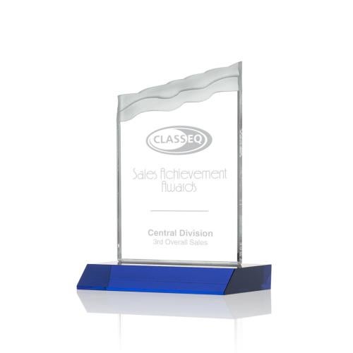 Corporate Awards - Glass Awards - Colored Glass Awards - Oakwood Blue Peak Crystal Award