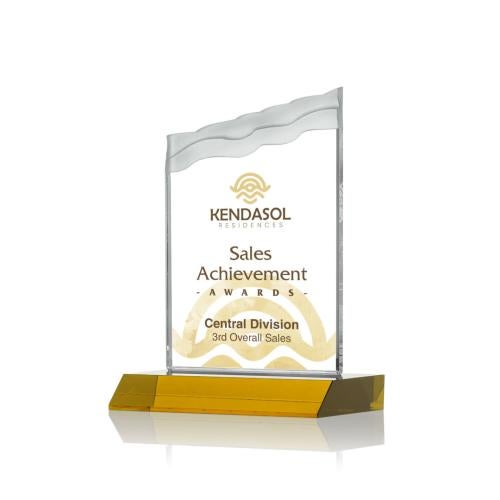 Corporate Awards - Full Color Awards - Oakwood Full Color Amber Peak Crystal Award