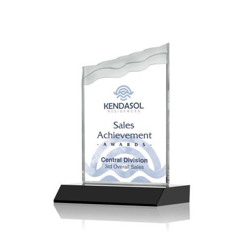 Corporate Awards - Full Color Awards - Oakwood Full Color Black  Peak Crystal Award