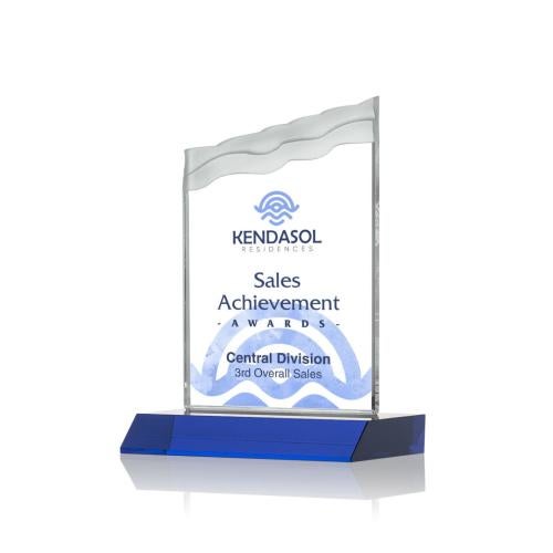 Corporate Awards - Full Color Awards - Oakwood Full Color Blue Peak Crystal Award
