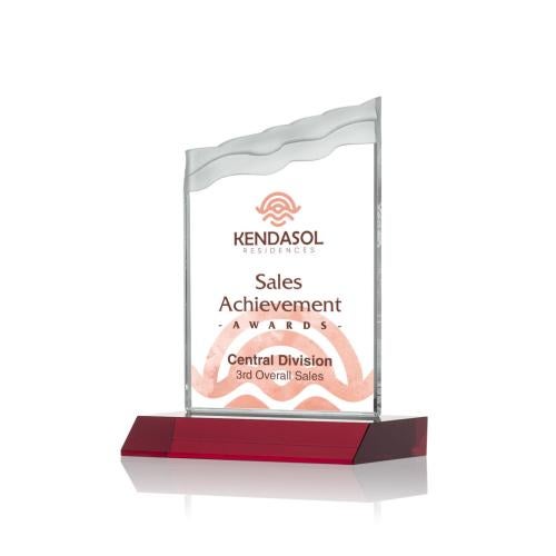 Corporate Awards - Full Color Awards - Oakwood Full Color Red Peak Crystal Award