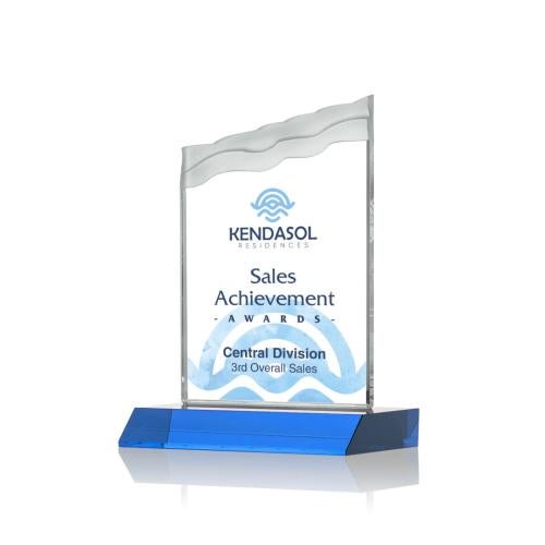 Corporate Awards - Full Color Awards - Oakwood Full Color Sky Blue Peak Crystal Award