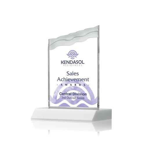 Corporate Awards - Full Color Awards - Oakwood Full Color White Peak Crystal Award