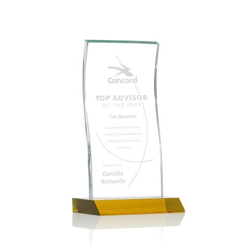 Corporate Awards - Crystal Awards - Colored Crystal - Edmonton Amber Rectangle Crystal Award